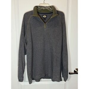 Tommy Bahama Mens Quarter Zip Pullover Gray Cotton Blend Long Sleeve Size L